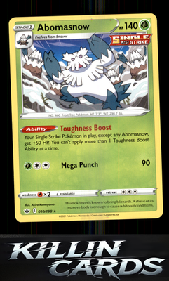 Abomasnow 010/198 Pokemon Rare SWSH06: Chilling Reign Card NM
