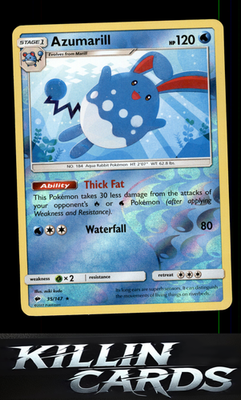 Reverse Holofoil Azumarill 35/147 Pokemon Rare SM - Burning Shadows Card NM