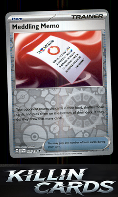 Reverse Holofoil Meddling Memo 181/191 Pokemon Uncommon SV08: Surging Sparks Car
