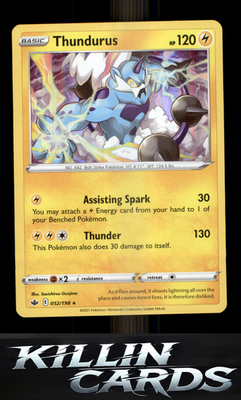 Thundurus 052/198 Pokemon Holo Rare SWSH06: Chilling Reign Card NM
