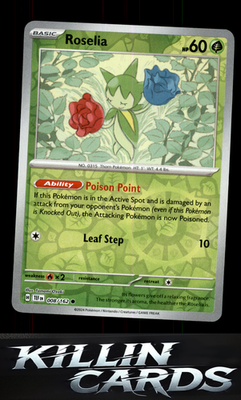 Reverse Holofoil Roselia 008/162 Pokemon Common SV05: Temporal Forces Card NM