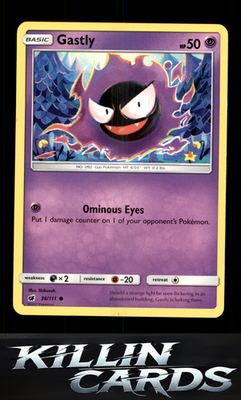 Gastly 36/111 Pokemon Common SM - Crimson Invasion Card NM