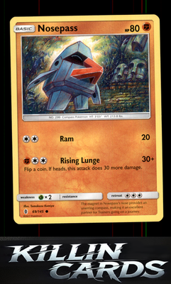 Nosepass 69/145 Pokemon Common SM - Guardians Rising Card NM