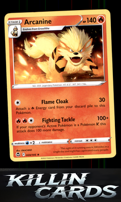 Arcanine 020/195 Pokemon Rare SWSH12: Silver Tempest Card NM