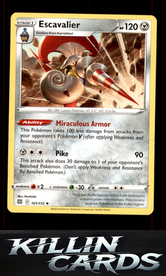 Escavalier 101/172 Pokemon Rare SWSH09: Brilliant Stars Card NM
