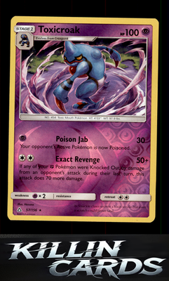Reverse Holofoil Toxicroak 57/156 Pokemon Rare SM - Ultra Prism Card NM