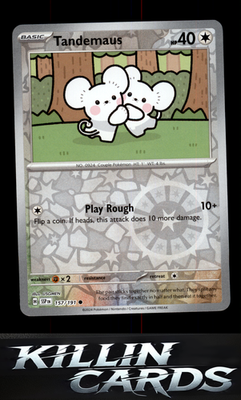 Reverse Holofoil Tandemaus 157/191 Pokemon Common SV08: Surging Sparks Card NM