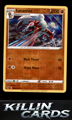 Reverse Holofoil Lycanroc 095/185 Pokemon Rare SWSH04: Vivid Voltage Card NM
