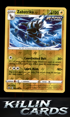 Reverse Holofoil Zebstrika 051/198 Pokemon Rare SWSH06: Chilling Reign Card NM