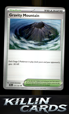 Gravity Mountain 177/191 Pokemon Uncommon SV08: Surging Sparks Card NM