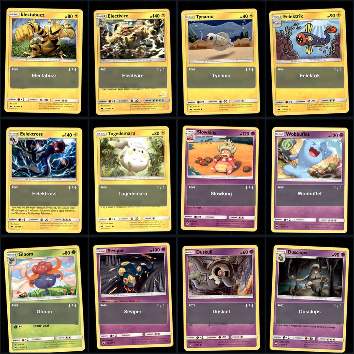 Pokemon TCG SM - Burning Shadows C/UC/R Standard Set 102 Cards