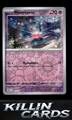 Reverse Holofoil Misdreavus 087/193 Pokemon Common SV02: Paldea Evolved Card LP