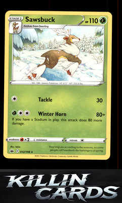 Sawsbuck 012/198 Pokemon Rare SWSH06: Chilling Reign Card NM