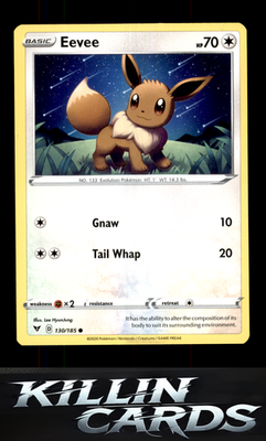 Eevee 130/185 Pokemon Common SWSH04: Vivid Voltage Card NM