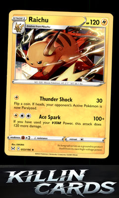 Raichu 053/196 Pokemon Rare SWSH11: Lost Origin Card NM