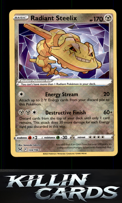Radiant Steelix 124/196 Pokemon Radiant Rare SWSH11: Lost Origin Card NM