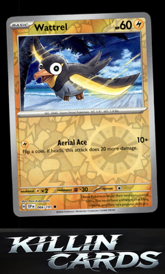 Reverse Holofoil Wattrel 066/191 Pokemon Common SV08: Surging Sparks Card NM