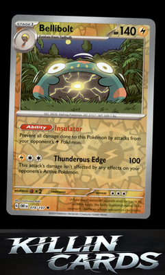 Reverse Holofoil Bellibolt - 078/197 078/197 Pokemon Uncommon SV03: Obsidian Fla
