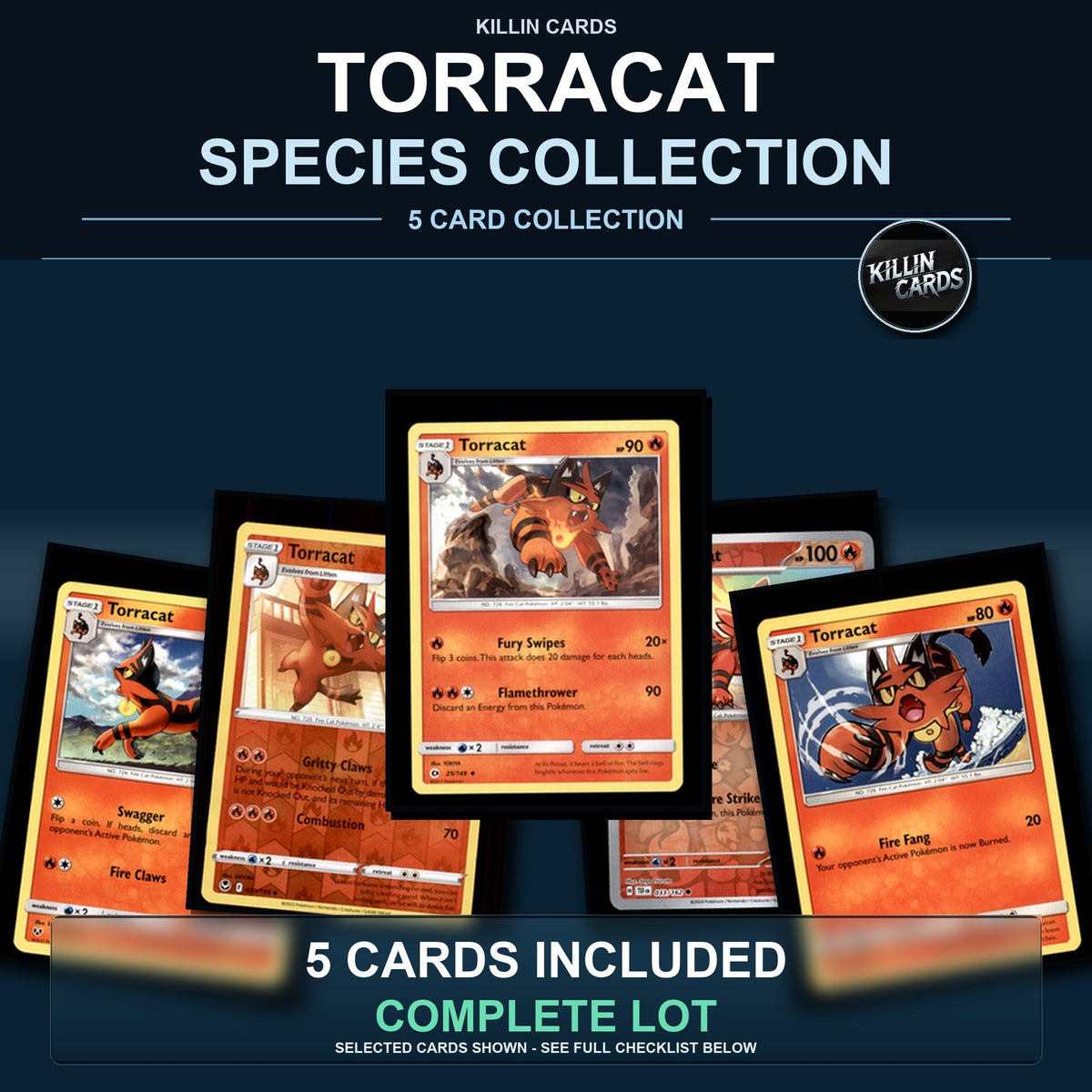 Pokemon TCG Torracat Species Collection 5 Different Cards