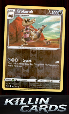 Reverse Holofoil Krokorok 112/195 Pokemon Uncommon SWSH12: Silver Tempest Card N