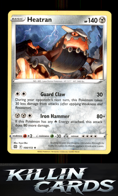 Heatran 100/172 Pokemon Rare SWSH09: Brilliant Stars Card NM