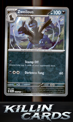 Reverse Holofoil Zweilous 118/191 Pokemon Common SV08: Surging Sparks Card NM