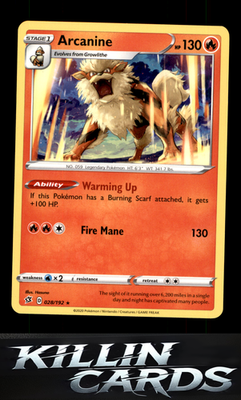 Arcanine 028/192 Pokemon Rare SWSH02: Rebel Clash Card NM