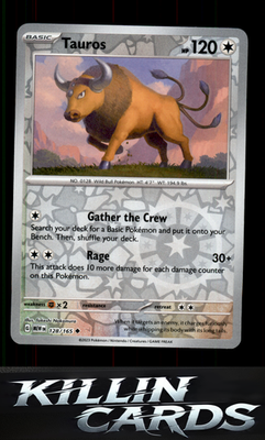 Reverse Holofoil Tauros 128/165 Pokemon Uncommon SV: Scarlet & Violet 151 Card N