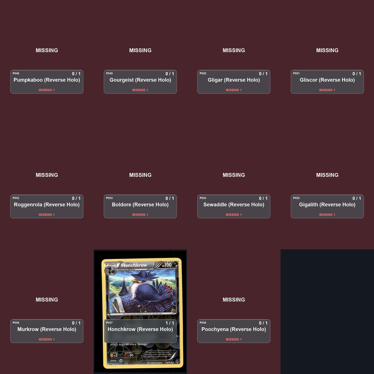 Pokemon TCG XY - Phantom Forces Reverse Holo Master Set 9 Reverse Holo Card