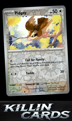 Reverse Holofoil Pidgey 016/165 Pokemon Common SV: Scarlet & Violet 151 Card NM