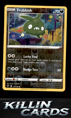 Reverse Holofoil Trubbish 110/185 Pokemon Common SWSH04: Vivid Voltage Card NM