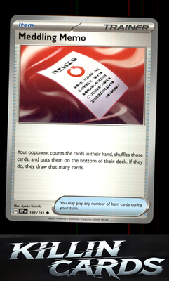 Meddling Memo 181/191 Pokemon Uncommon SV08: Surging Sparks Card NM