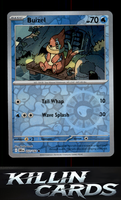 Reverse Holofoil Buizel 057/182 Pokemon Common SV10: Destined Rivals Card NM