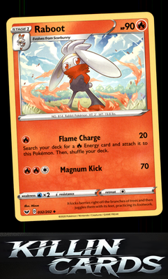 Raboot (032) 032/202 Pokemon Uncommon SWSH01: Sword & Shield Base Set Card NM