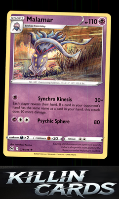 Malamar 078/196 Pokemon Rare SWSH11: Lost Origin Card NM