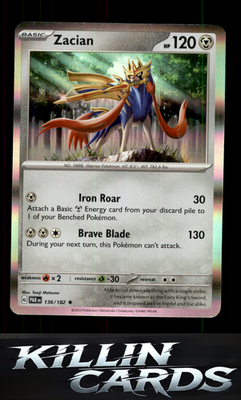 Zacian 136/182 Pokemon Rare SV04: Paradox Rift Card NM