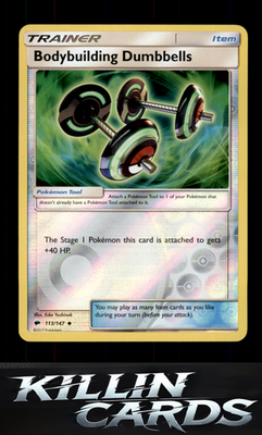 Reverse Holofoil Bodybuilding Dumbbells 113/147 Pokemon Uncommon SM - Burning Sh