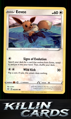 Eevee 052/072 Pokemon Common Shining Fates Card NM