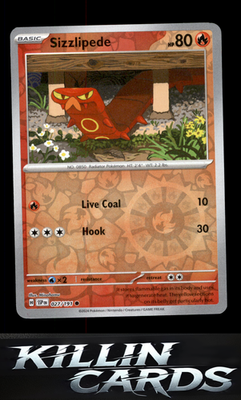 Reverse Holofoil Sizzlipede 027/191 Pokemon Common SV08: Surging Sparks Card NM