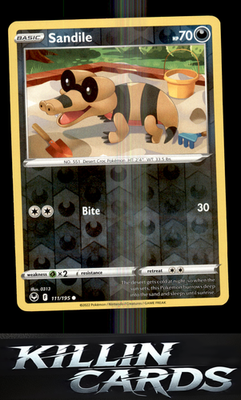 Reverse Holofoil Sandile 111/195 Pokemon Common SWSH12: Silver Tempest Card NM