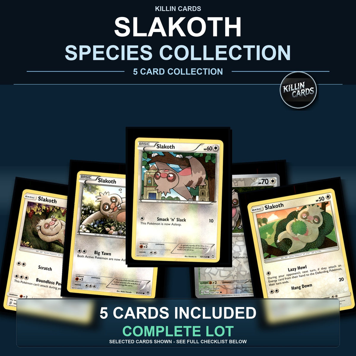 Pokemon TCG Slakoth Species Collection 5 Different Cards