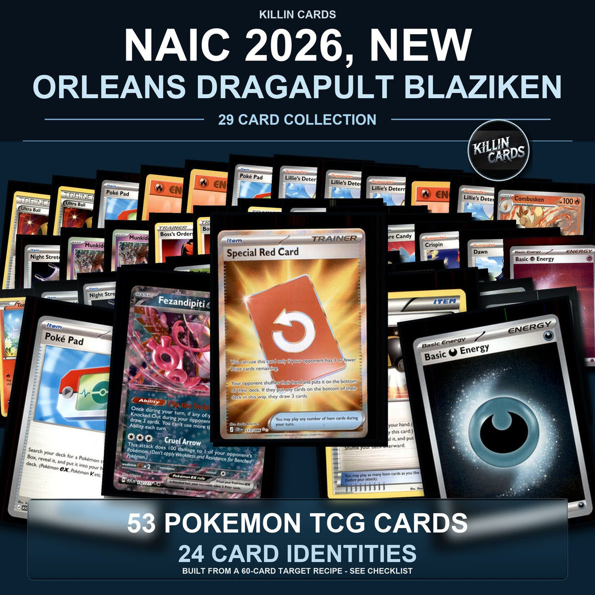 Partial Pokemon TCG NAIC 2026, New Orleans Dragapult Blaziken Decklist 53 Cards Deck