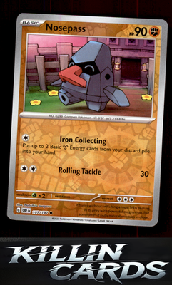 Reverse Holofoil Nosepass 107/197 Pokemon Common SV03: Obsidian Flames Card NM