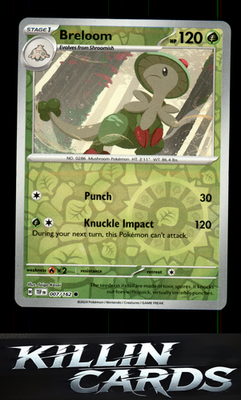 Reverse Holofoil Breloom 007/162 Pokemon Common SV05: Temporal Forces Card NM