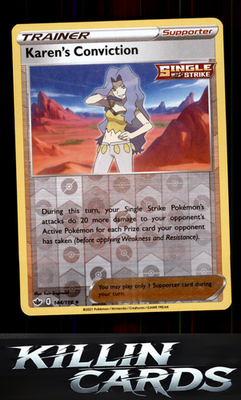 Reverse Holofoil Karen's Conviction 144/198 Pokemon Uncommon SWSH06: Chilling Re