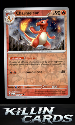 Reverse Holofoil Charmeleon - 008/091 008/091 Pokemon Uncommon SV: Paldean Fates