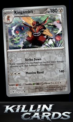Reverse Holofoil Kingambit 150/197 Pokemon Uncommon SV03: Obsidian Flames Card N