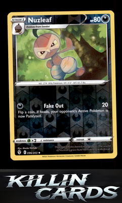 Reverse Holofoil Nuzleaf 096/203 Pokemon Uncommon SWSH07: Evolving Skies Card NM