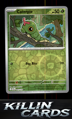 Reverse Holofoil Caterpie 001/159 Pokemon Common SV09: Journey Together Card NM