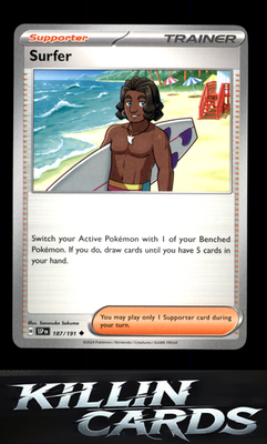 Surfer - 187/191 187/191 Pokemon Uncommon SV08: Surging Sparks Card NM